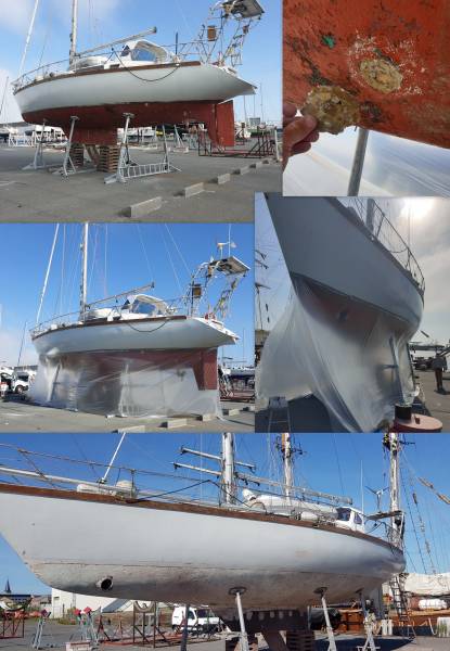 Décapage par aérogommage d'un antifouling de voilier