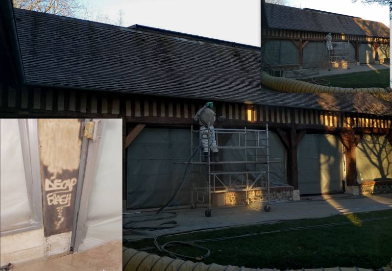 Décapage par aérogommage de boiseries extérieures