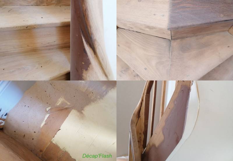 Décapage d'un escalier peint et verni