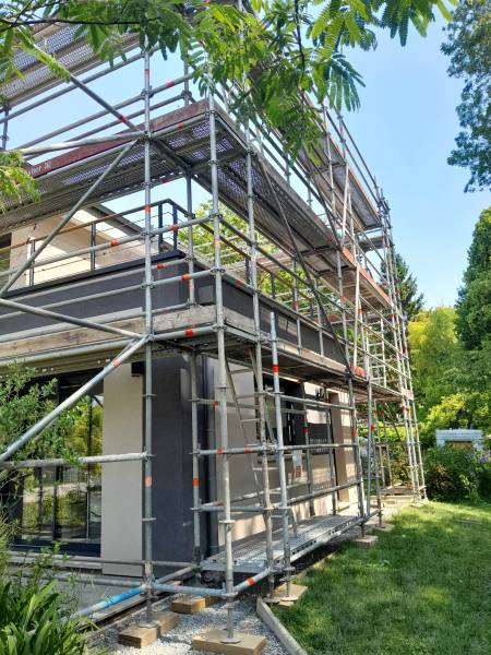 échafaudage pour agrandissement de maison